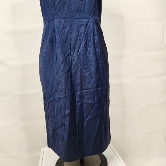 NWT BOSS Hugo Boss Womens Blue Delura Sleeveless V-Neck Shift Dress Sz 10 - Picture 4 of 16